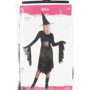 Fun World Sz Adult OS up to 14 Black Dress Belt Hat Witches Costume